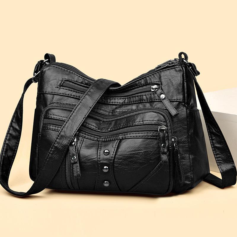 Мягкая кожаная сумка, женская сумка для матери среднего возраста, большая вместительная сумка через плечо через плечо