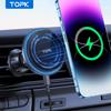 TOPK для Magsafe Автомобильный держатель для телефона с зарядным устройством 15 Вт Быстрое беспроводное магнитное автомобильное крепление для телефона для вентиляционного отверстия для iPhone 16/15/14/13/12