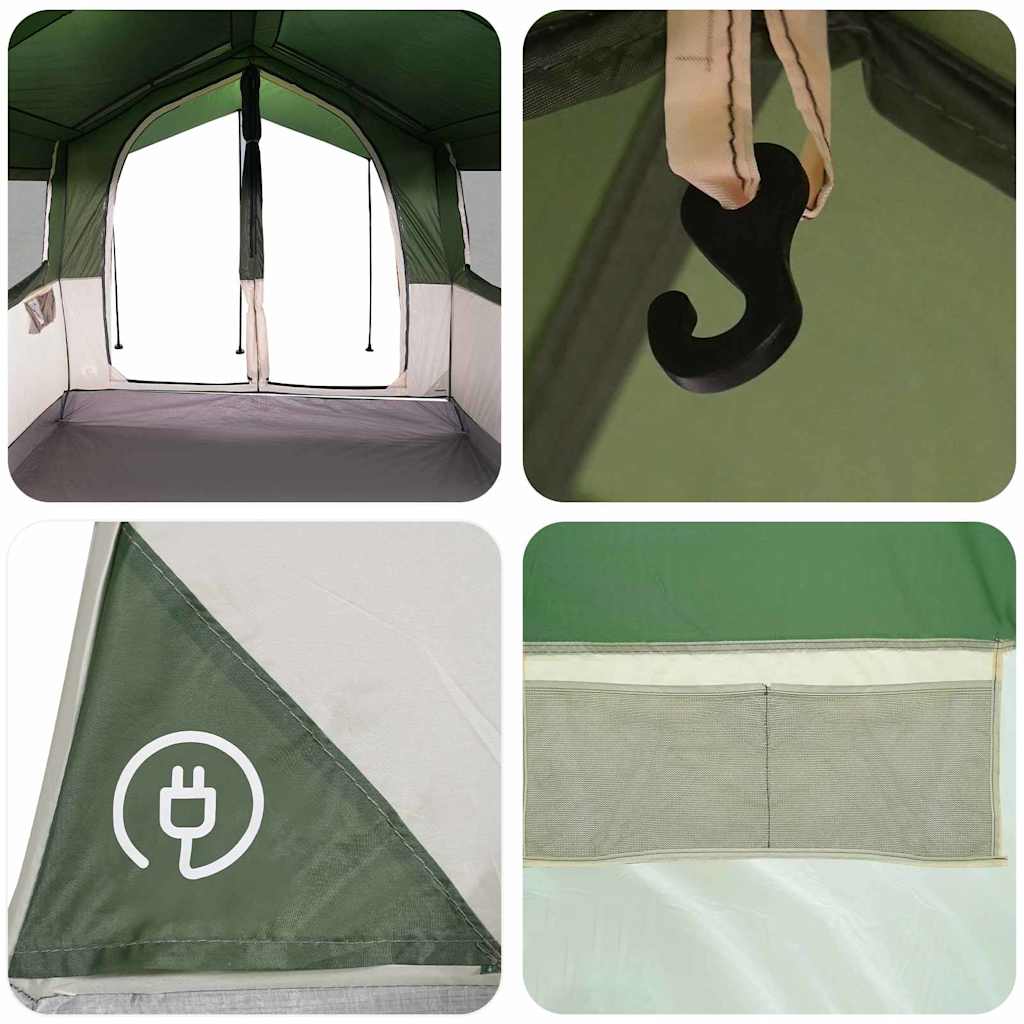 Family Tent for 4 Persons Green and White 324 x 255 x 230 cm