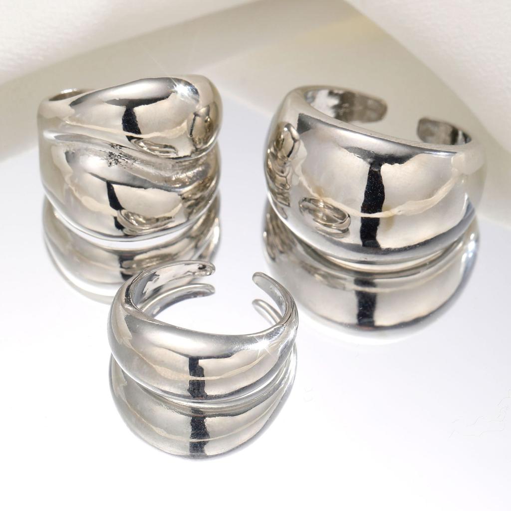 3 шт. Золотого цвета Простое широкое кольцо для женщин Гладкие многослойные геометрические нерегулярные массивные кольца набор больших преувеличенных ювелирных изделий подарок