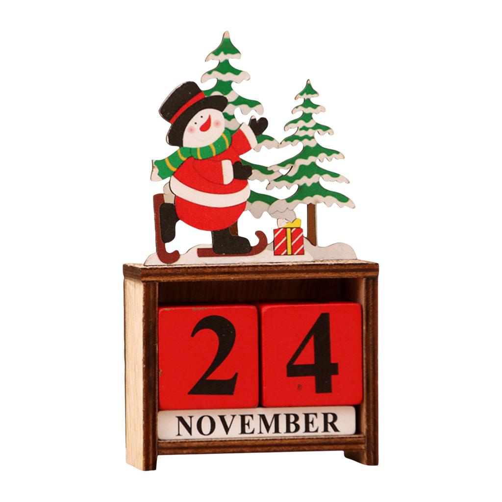 Рождественский адвент-календарь, Деревянный настольный адвент-календарь, Праздничное украшение, Настольный подарок для рождественской вечеринки, Подходит для домашних каминных полок и книжных полок