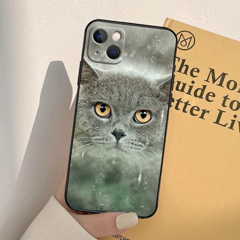 Чехол для телефона Британская короткошерстная кошка Для iPhone 17 16 15 14 11 12 13 Pro Max mini XR 16e 15 16 Plus 17 Air Полное покрытие