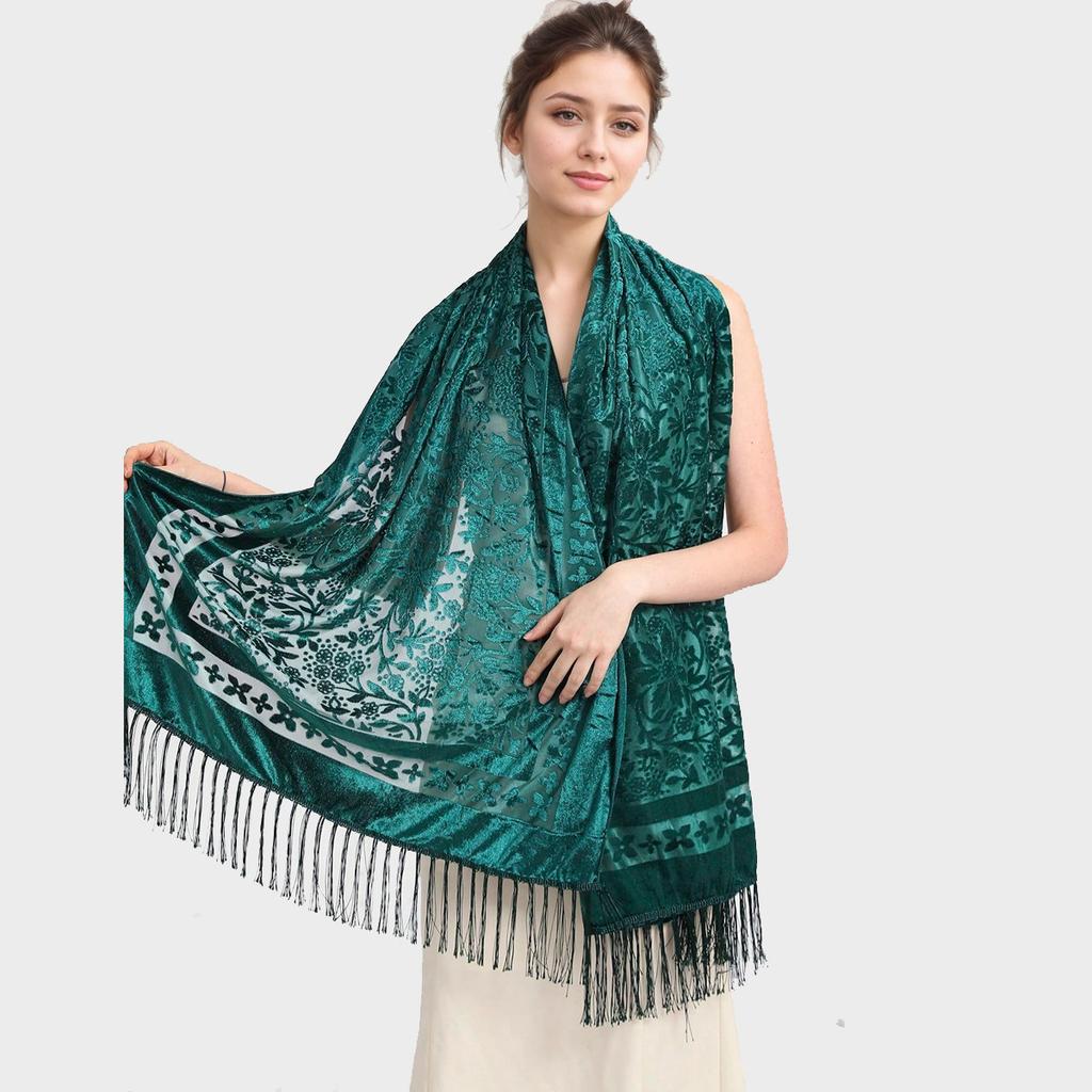 New Boho Velvet Shawl Ethnic Dinner Dress Shawl Multifunctional Scarf Head-wrap