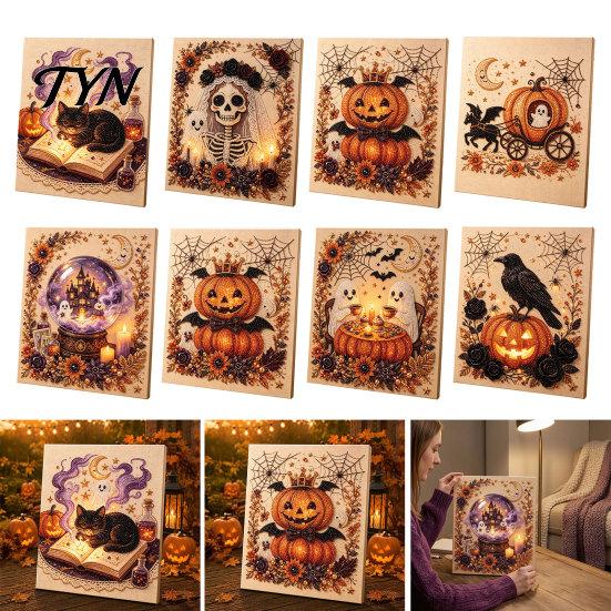 Easy Crafting Projects for Beginners Halloween Faux Pearl Art Kit, Crow Pumpkin Painting DIY 7.87 x Stress Relief Project Home Inch Cute Ghost 3D