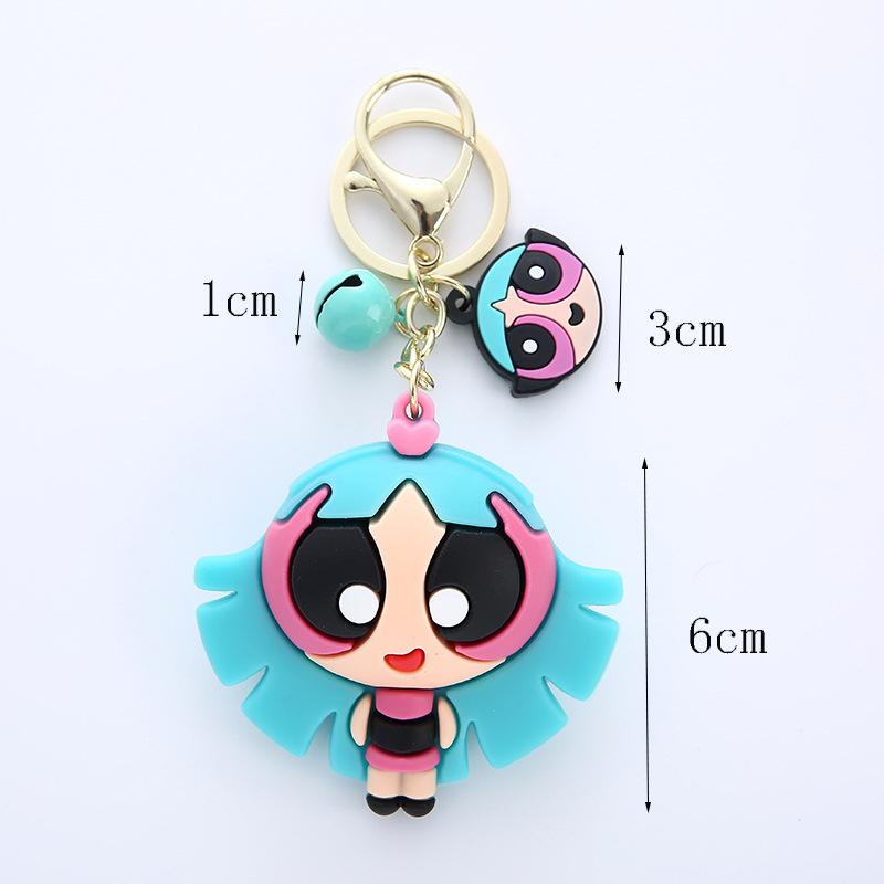 Брелок для ключей Powerpuff, сумка, подвеска, ПВХ, подарок, мультяшные девушки, милые аксессуары для кукол