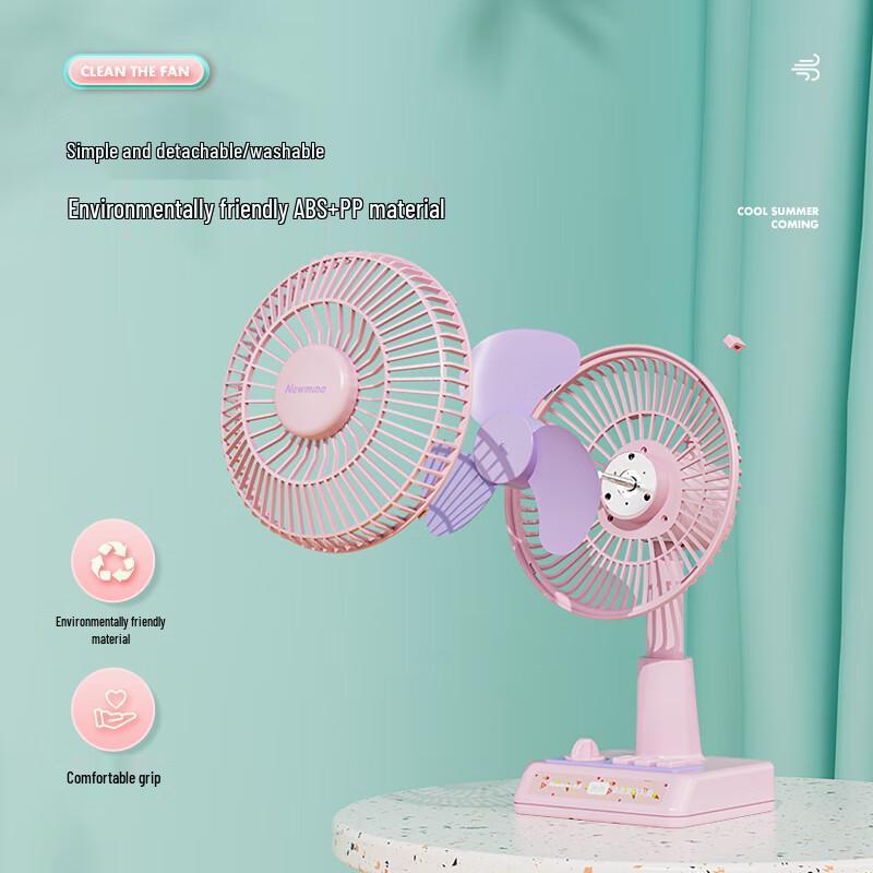 Портативный oscillating USB настольный вентилятор Newmine (Тихий и перезаряжаемый)