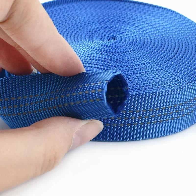 10/20/40M Meetee 25mm Nylon Tubular Webbing Tapes Double-layer Reflective Band for Sewing Bag Strap Dog Leash Accessories