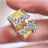 Trendy Plated Pave Setting Open Rings for Women Daily Casual Wide Rings Jewelry