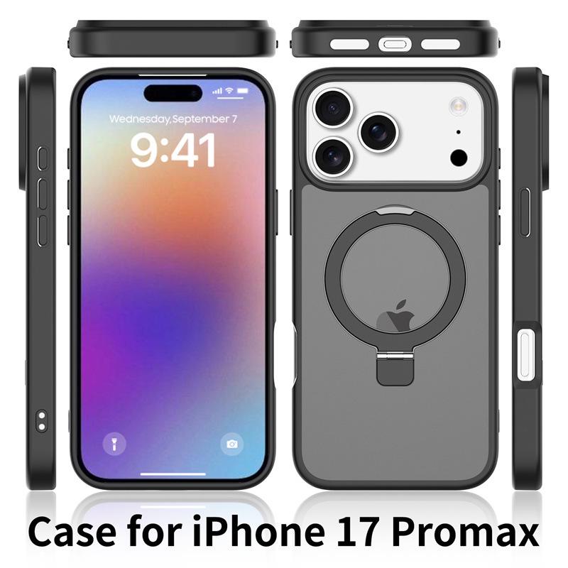 Магнитный чехол-держатель для iPhone 17 Pro Max - Apple 16E Серебристый Щит Матовая Защитная пленка