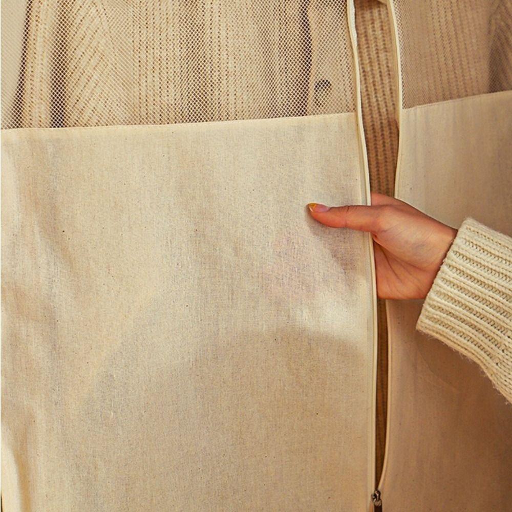 Cotton Linen Clothes Dust Cover Visible Suit Coat Dress Cover Suit Cover Storage Bag Women