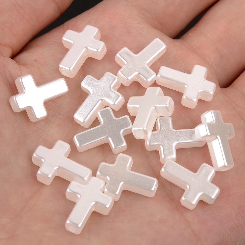 60pcs White Cross Loose Spacer Beads Handmade Bracelet Necklace Accessories Necklace