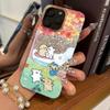 Осенние Животные на Качелях Чехол для iphone 18 Pro Max 13 16 Plus 12 XS Max XR 17 Pro 14 11 Air 15 Серебристый Блеск Трескающийся Фон