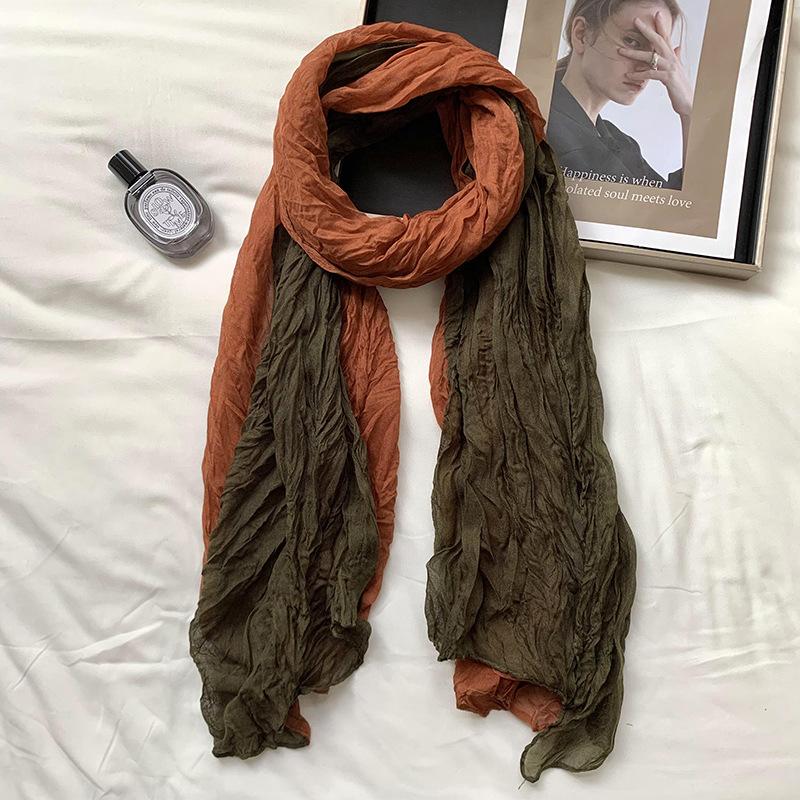 2Packs Women Hemp Shawl Wrap Long Head Neck Scarf,Linen Scarf Textur Scarf Hemp Shawl Windproof,warm,stylish Color-blocked Scarf