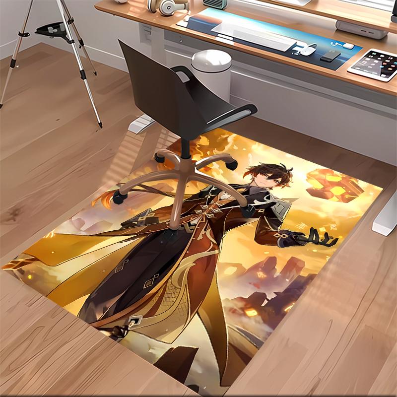 1pc Genshin Impact characters3 Print Area Rug - Soft, Washable Non-Slip Indoor Mat for Office Chairs, Living Room, Home Office Decorative Rug