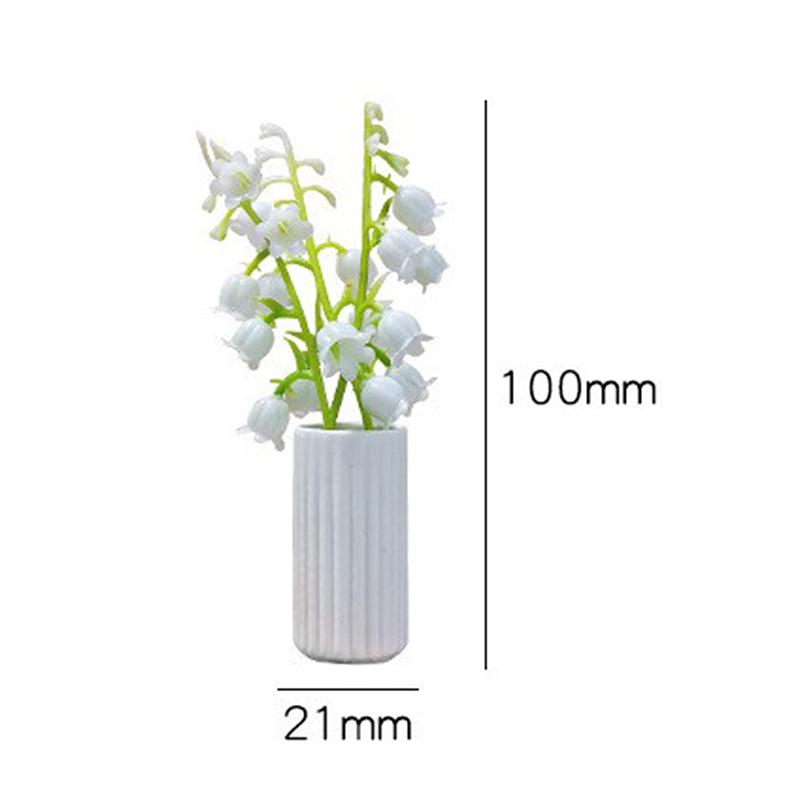 1:12 Dollhouse Miniature Lily Of The Valley Pot Plant Mini Tree Potted For Green Plant In Pot Doll House Furniture Home Decor