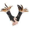 Retro Sequins Feather Lace Gloves Embroidery Women Halloween Arm Sleeves  Party Supplies