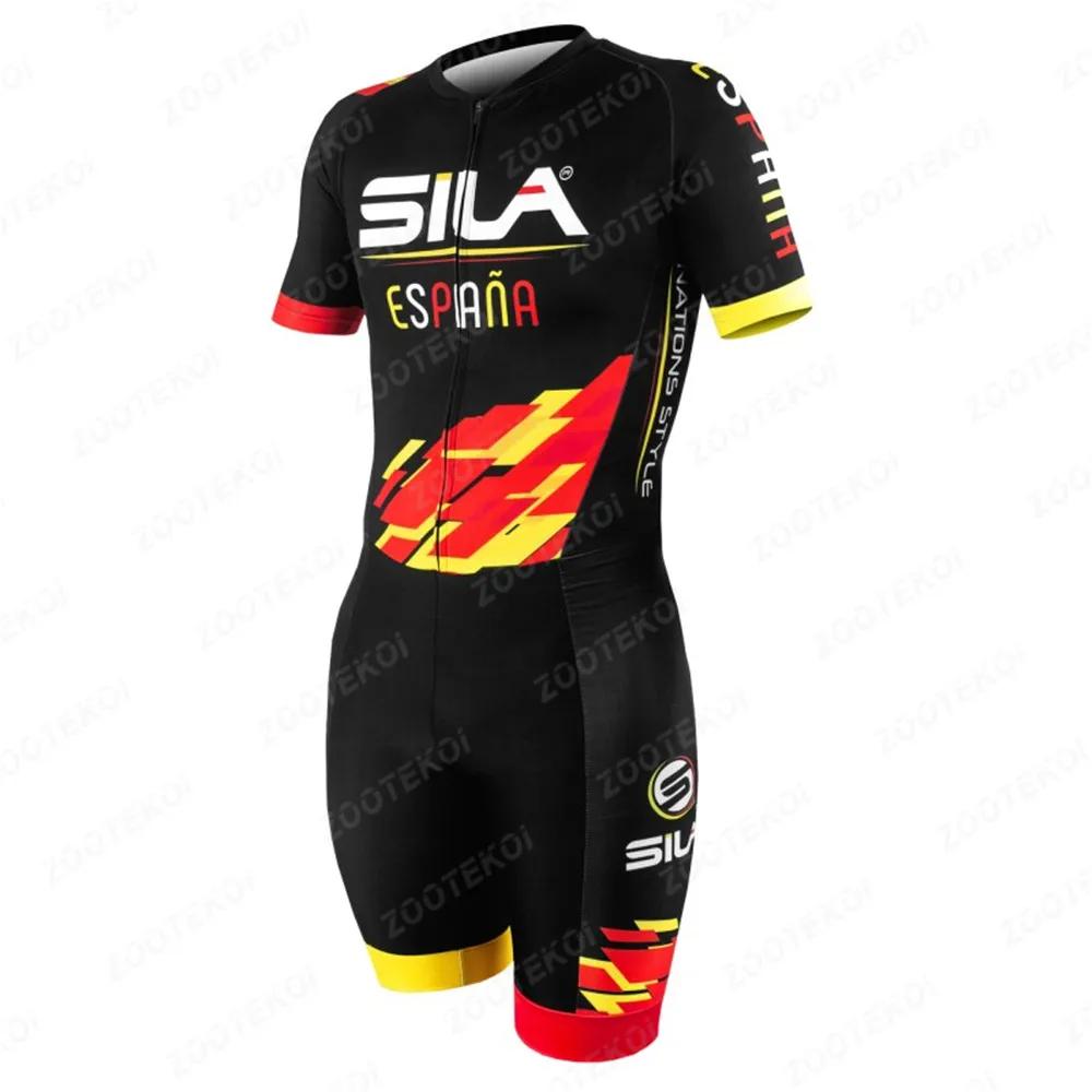 Мужская велосипедная майка Sila Спортивный костюм для триатлона Tri Suit Ciclismo Роликовые коньки Speed Skating Костюм Летний Велосипед MTB Командная гоночная одежда