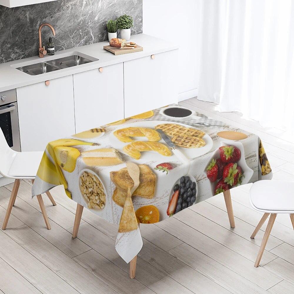 Скатерть с принтом для гурманов, устойчивая к пятнам, водонепроницаемая, кухонная, домашняя, уличная, для пикника, ресторана, украшение