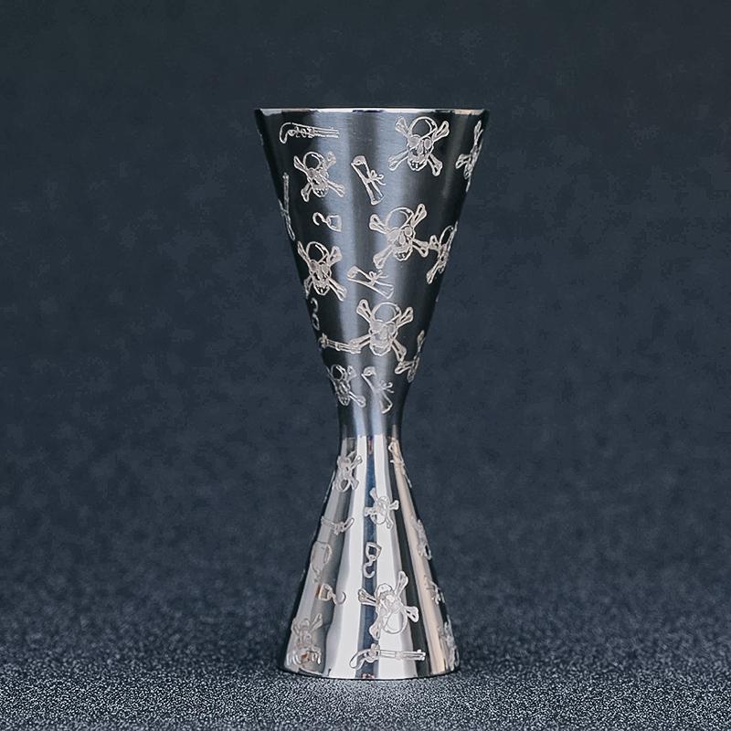 Skull Cocktail Shaker Bartender Tool Bar Set:Skull Weighted Boston Shakers, Skull Strainer,Jigger,Mixing Spoon