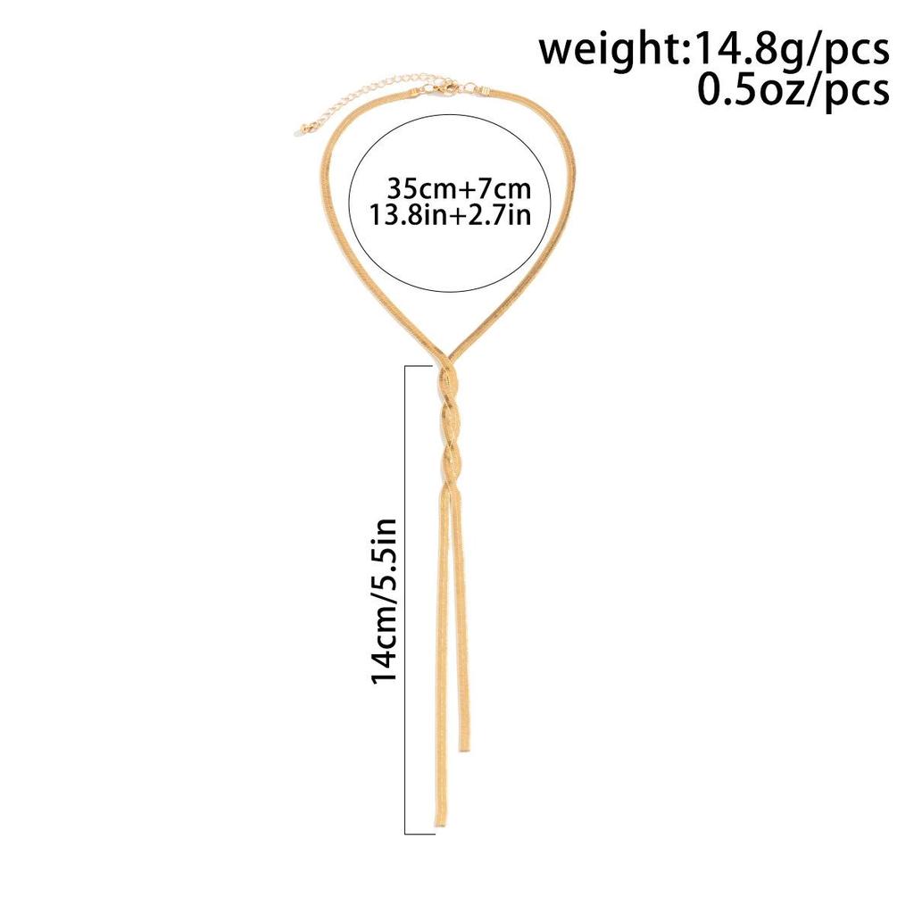 Flat Snake Long Chain Necklace for Women Wed Temperament Weave Link Choker Chest Neck Jewelry Gift New AVE