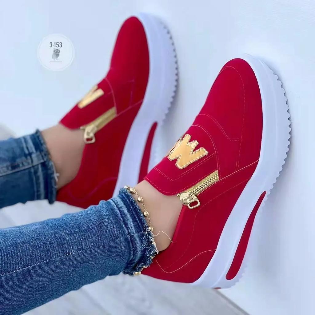 New Fashion Women Casual Sneakers Printed Side Zipper Platform Plus Size Vulcanized Shoes Zapatos Mujer