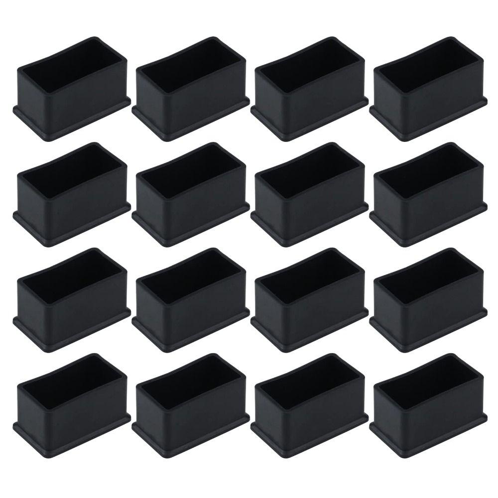 1/16 Pcs Rectangle Shaped Chair Leg Protectors Rubber Chair Leg Caps Hardwood Floors