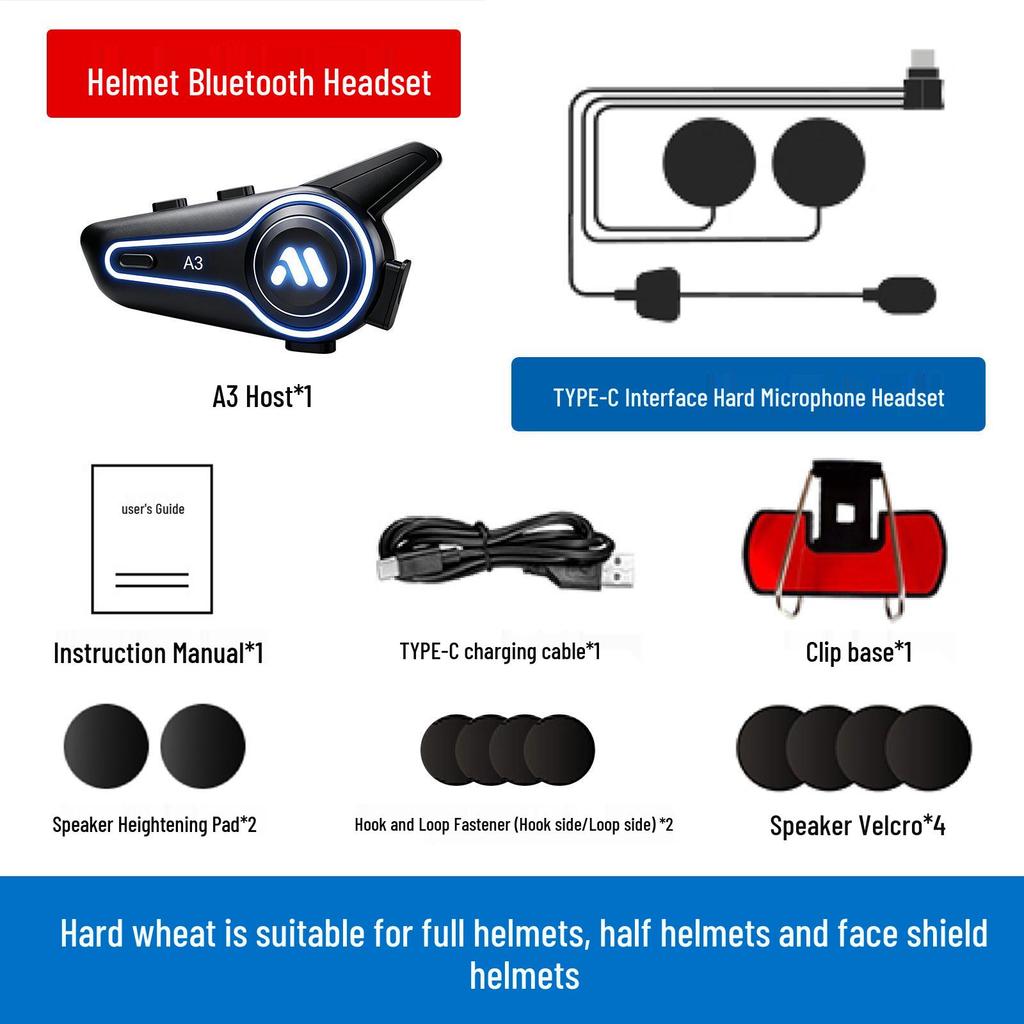 X3 Bluetooth Наушники для мотоциклетного шлема: Водонепроницаемая, Шумоподавляющая, С мощными басами, Беспроводная рация для двух водителей.
