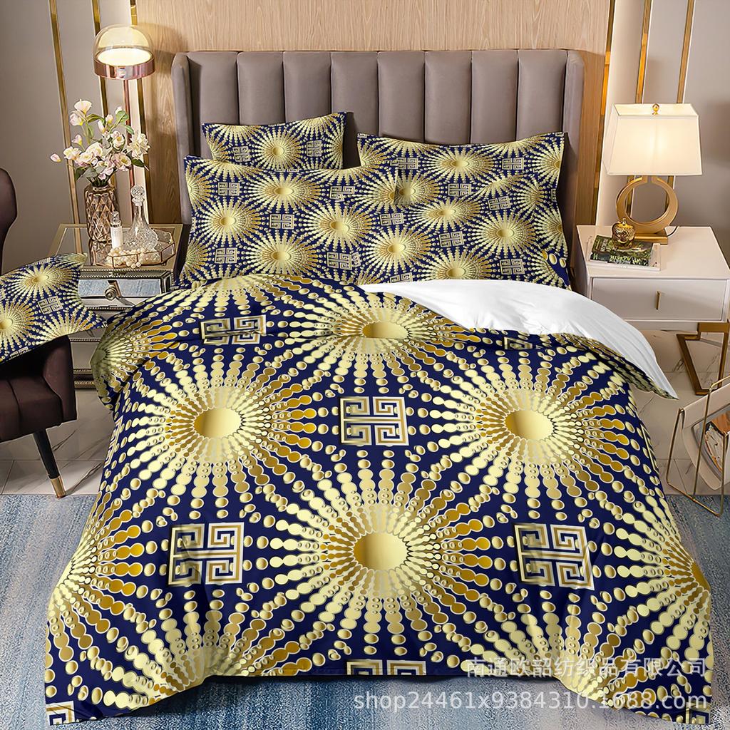 3D Печать Бронзирование Ретро Узор Легкая Роскошь Постельное Белье Пододеяльник Наволочки Набор из Трех Предметов Fba M