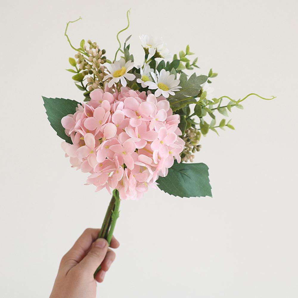 Luxury Artificial Hydrangea Eucalyptus Bouquet Plastic Realistic Fake Flower Elegant Hydrangea Flowers Home Hotel Table Decor