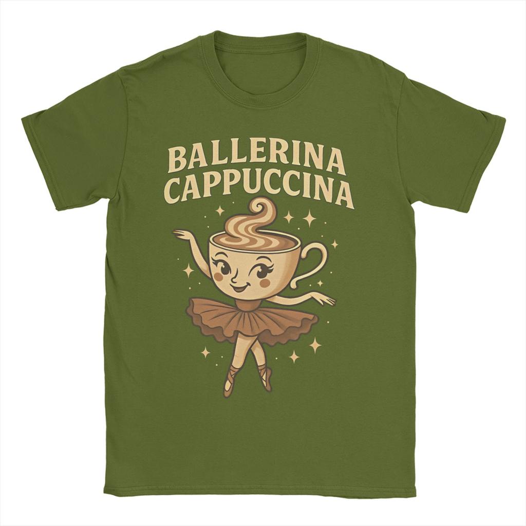 Ballerina Cappuccina Men's T Shirt Italian Brainrot Funny Tees Short Sleeve Round Collar T-Shirt Pure Cotton Plus Size Tops