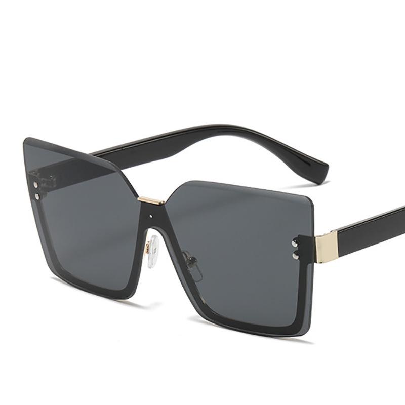 New Women's Semi-Rimless Metal Sunglasses - Trendy One-Piece Cut-Edge Design, UV Protection