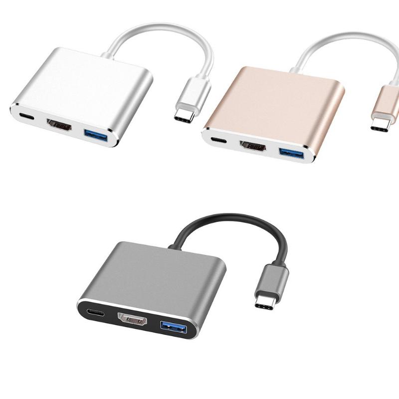 Концентратор Type-c USB C к HDMI-совместимому разветвителю USB-C 3 в 1 4K HDMI USB 3.0 PD Интеллектуальный адаптер быстрой зарядки для MacBook Dell