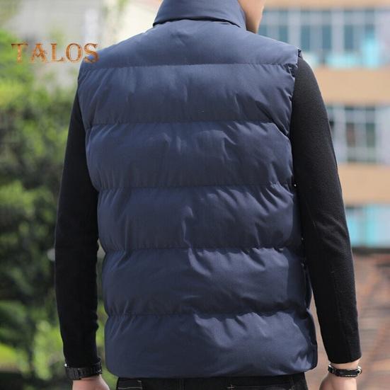 Мужской хлопковый жилет осень-зима с воротником-стойкой, без рукавов, застежкой-молнией, с карманами, однотонный утолщенный стеганый жилет, пальто