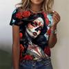 3D Printed Sexy Girls T Shirt For Women Horror Undead Skull Pattern Tees Summer Casual O-Neck Tops Short Sleeves Loose T-Shirts