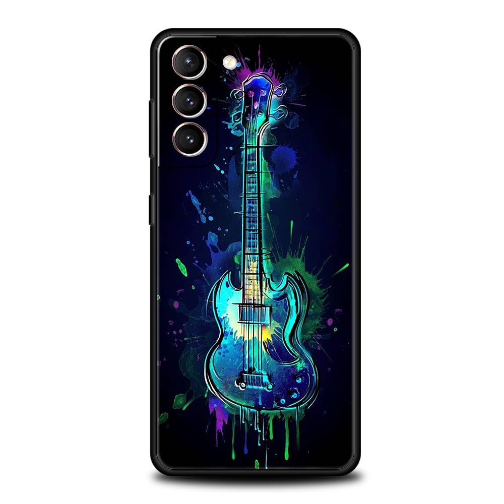 Чехол для телефона с изображением гитарной музыки для Samsung Galaxy S26 Ultra S25 Plus S24 FE S23 S22 5G S21 S20 Черный Мягкий