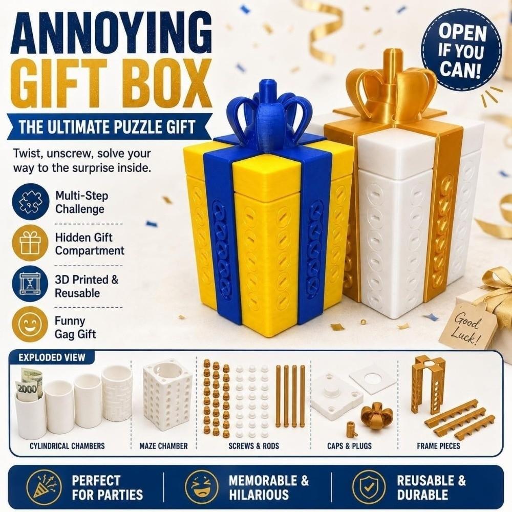 Abnehmbare 3D-gedruckte Scherz-Geschenkbox Lustige Scherz-Schraubenkiste Überraschungs-Geld-Rätselbox Für Weihnachten