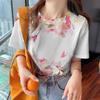 Футболка, одежда, женская модная футболка с короткими рукавами и круглым вырезом, летняя элегантная одежда, свободная повседневная женская футболка с половиной рукавов