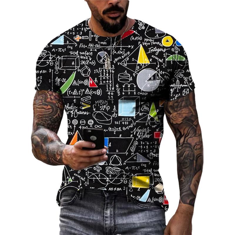 New Summer New Fashion 3D Formula Pattern Fashion Men's Casual Street Vintage Style Print O Neck Short Sleeve T-shirt