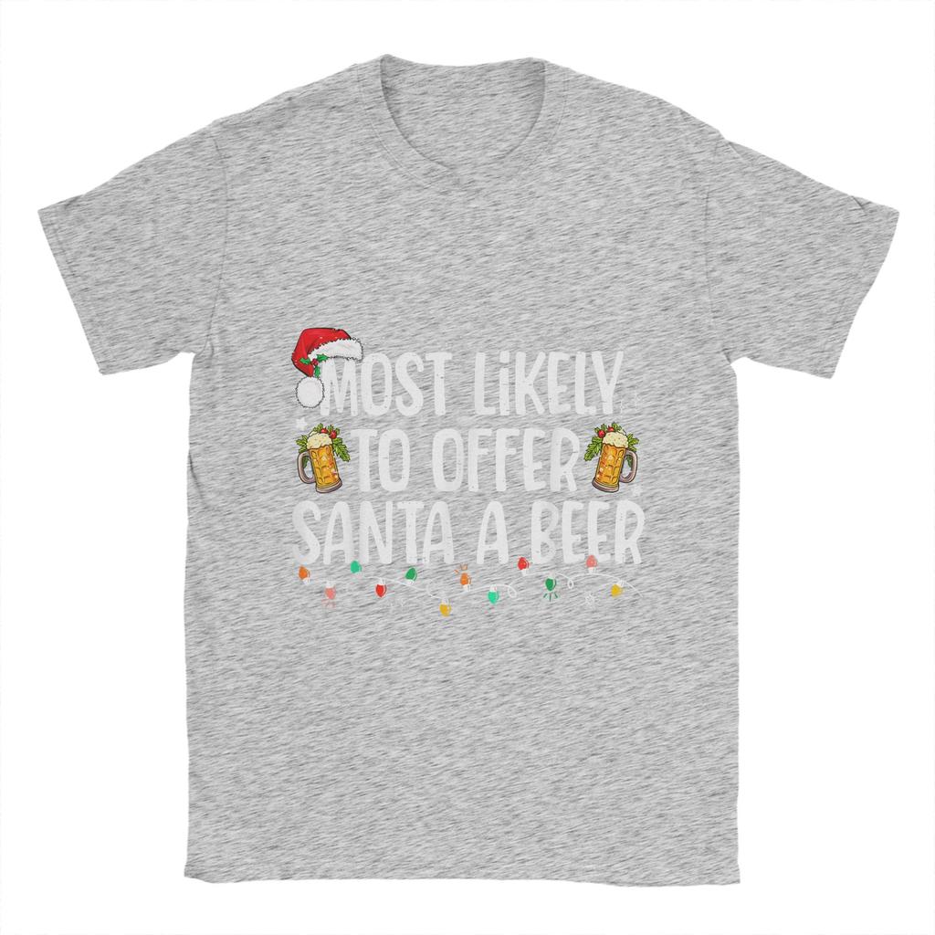 Funny Christmas and beer T-Shirts Men O Neck 100% Cotton T Shirts Short Sleeve Tees Summer Clothes