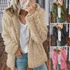 Fleece Coat for Women Oversized Zip Up Hooded Jacket Fuzzy Open
