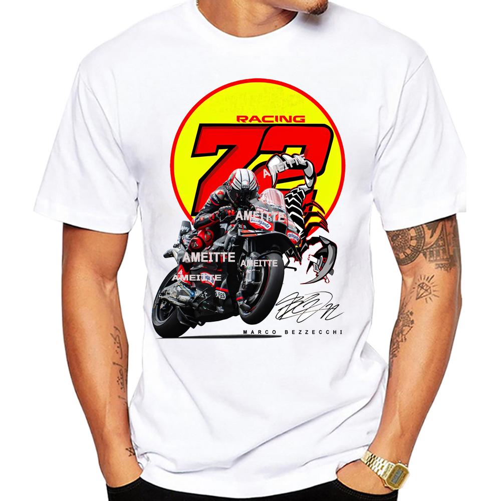 2025 New Legend Marco Bezzecchi Bez 72 Gp Race Tshirt Summer Unisex Short Sleeve Motorcycle Sport Boy Casual White Tops Unisexs Tees