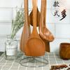 Ebony Wooden Spoon Set - Personalized Long Handle Soup Spoon & Non-Stick Pan Spatula