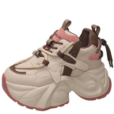 Модные осенне-зимние массивные кроссовки женские на шнуровке на платформе спортивная обувь женские готические туфли на толстой подошве высокие каблуки женские кроссовки на танкетке 7 см