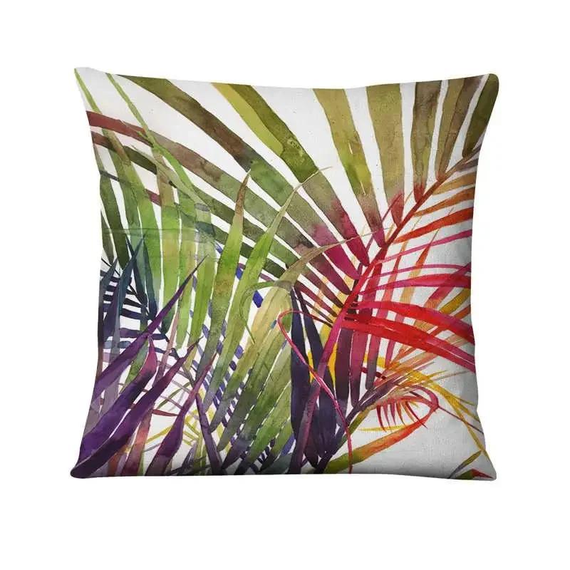 Green Plant Printed Cushion Cover Decorative Tropical Palm Leaf Pillow Case Living Room Bedroom Car Sofa Home Decora Pillowcase