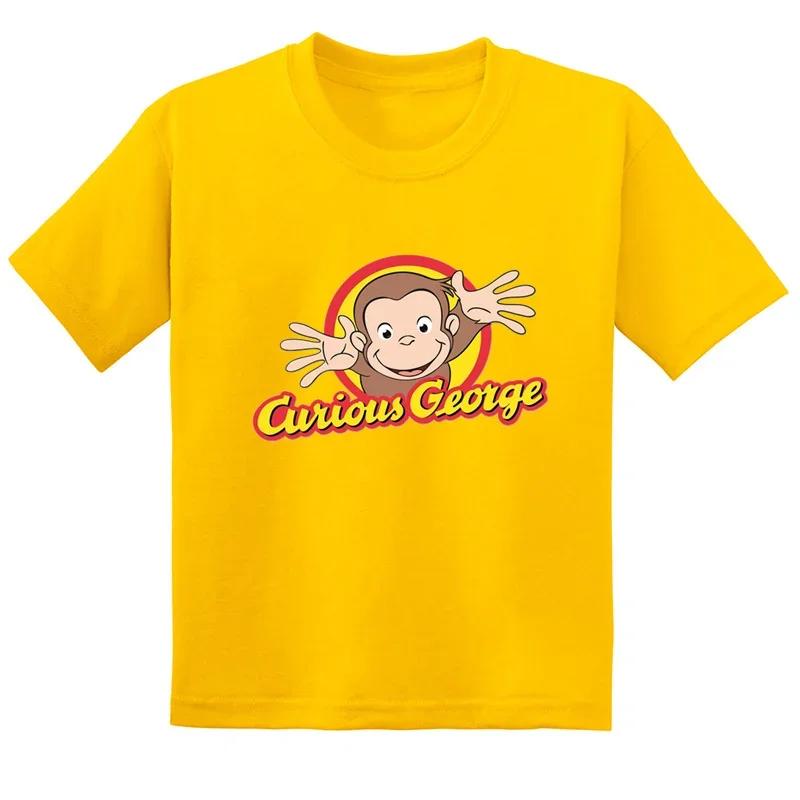 Hot Sale Cartoon Kids T Shirt Curious George Cute Monkey Graphic Funny Baby Boys Girls Clothes Summer Children Cotton TShirt