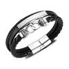 Stainless Steel Interlocking Personalized Woven Multi -Layer Leather Bracelet For Men