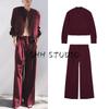 Spring New Women's Clothing Round Neck Long Sleeves Pilot Jacket Outwear 3736042 Mid Waist Pleated Pants 3736043