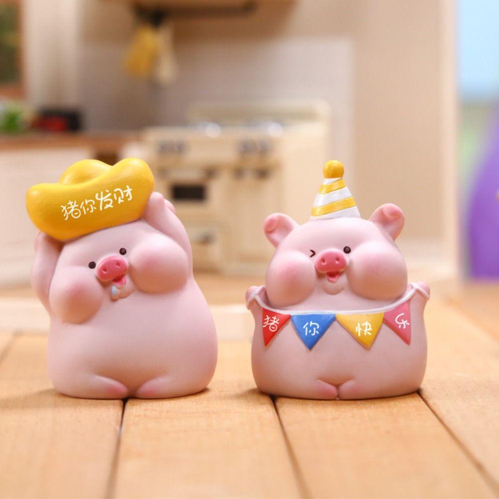 Милые миниатюрные фигурки свинок из смолы, розовые, сделай сам, кукла-свинка, мультяшное украшение в виде свиньи, поделки, детские игрушки