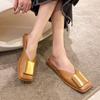 Summer Flats Mules Slippers Fashion Slingback Sandals New Trend Square Toe Shoes Ladies Casual Cozy Slides Women Flip -Flops