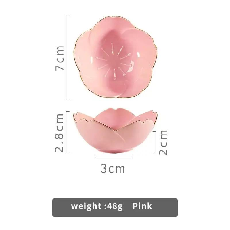 Керамическое блюдо «Сакура» в скандинавском стиле, маленькое блюдо с золотой каймой, приправа, соус, мороженое, фруктовая салатница, закуски, кухонные принадлежности